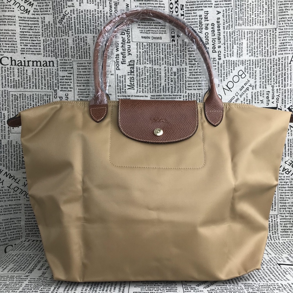 NWT Longchamp Le Pliage Original Large Shoulder Nylon Bag Tote IN Camel